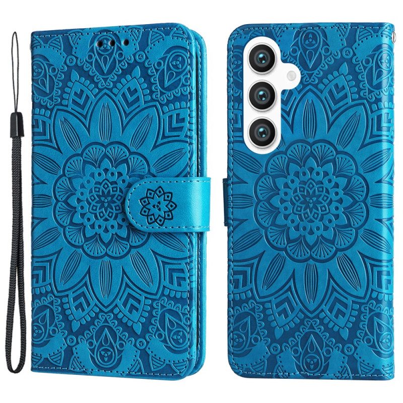 Lederhüllen Samsung Galaxy S24 5g Handyhülle Extravagantes Mandala Mit Riemen