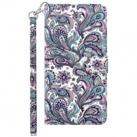 Lederhüllen Samsung Galaxy S24 5g Handyhülle Paisley-muster Mit Riemen