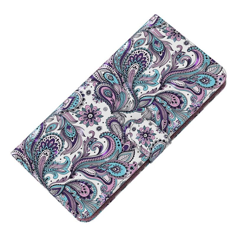 Lederhüllen Samsung Galaxy S24 5g Handyhülle Paisley-muster Mit Riemen