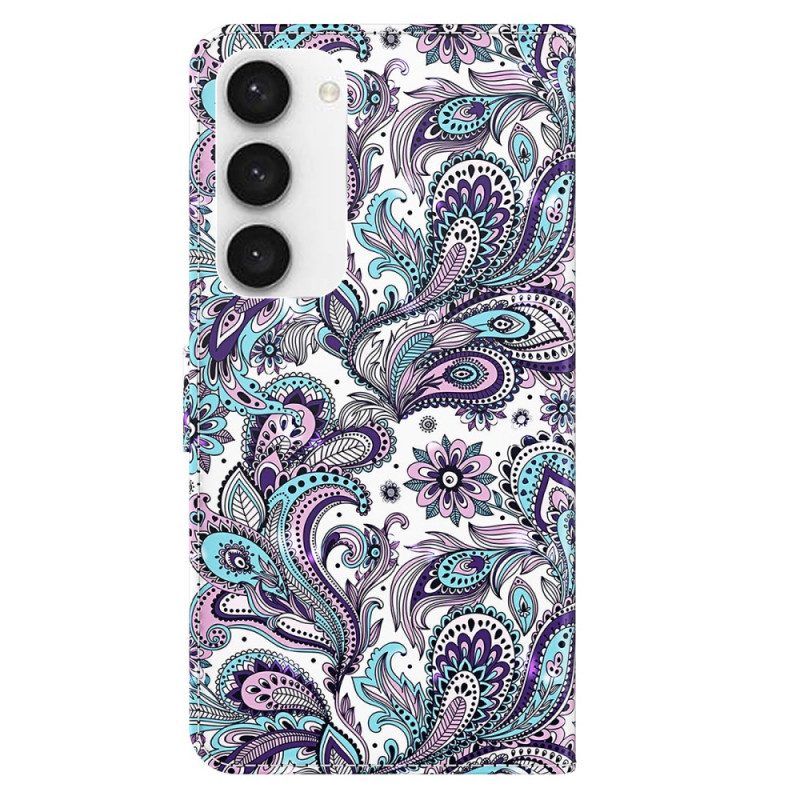 Lederhüllen Samsung Galaxy S24 5g Handyhülle Paisley-muster Mit Riemen