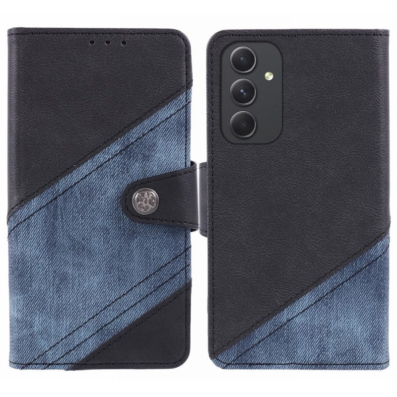 Lederhüllen Samsung Galaxy S24 5g Handyhülle Zweifarbiger Jeans-stil