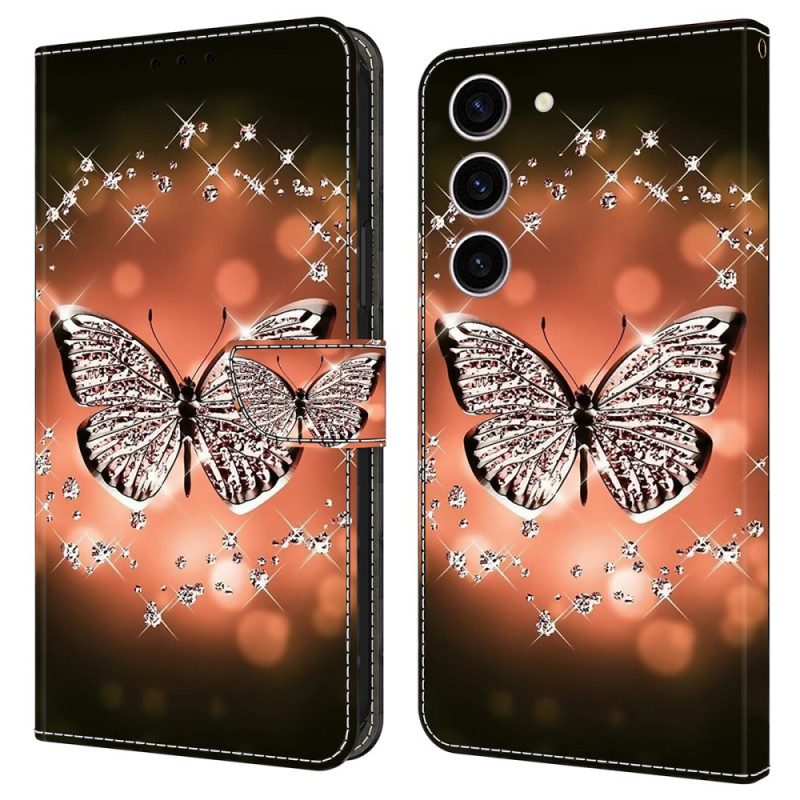 Lederhüllen Samsung Galaxy S24 5g Kristallschmetterling