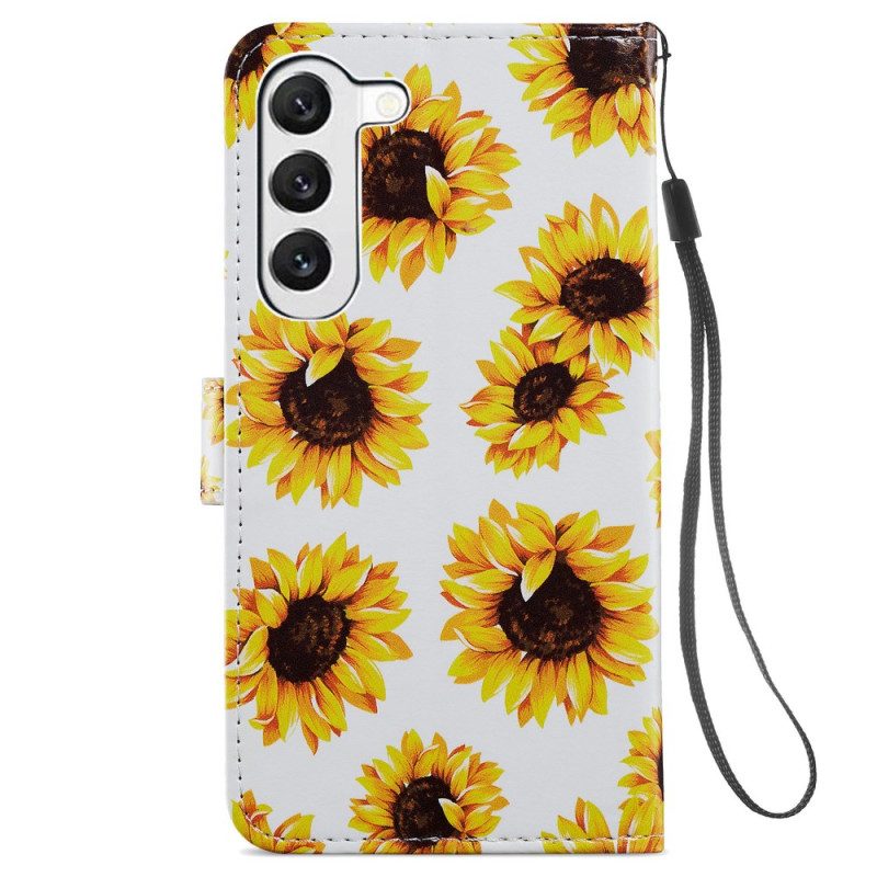 Lederhüllen Samsung Galaxy S24 5g Riemen Sonnenblumen