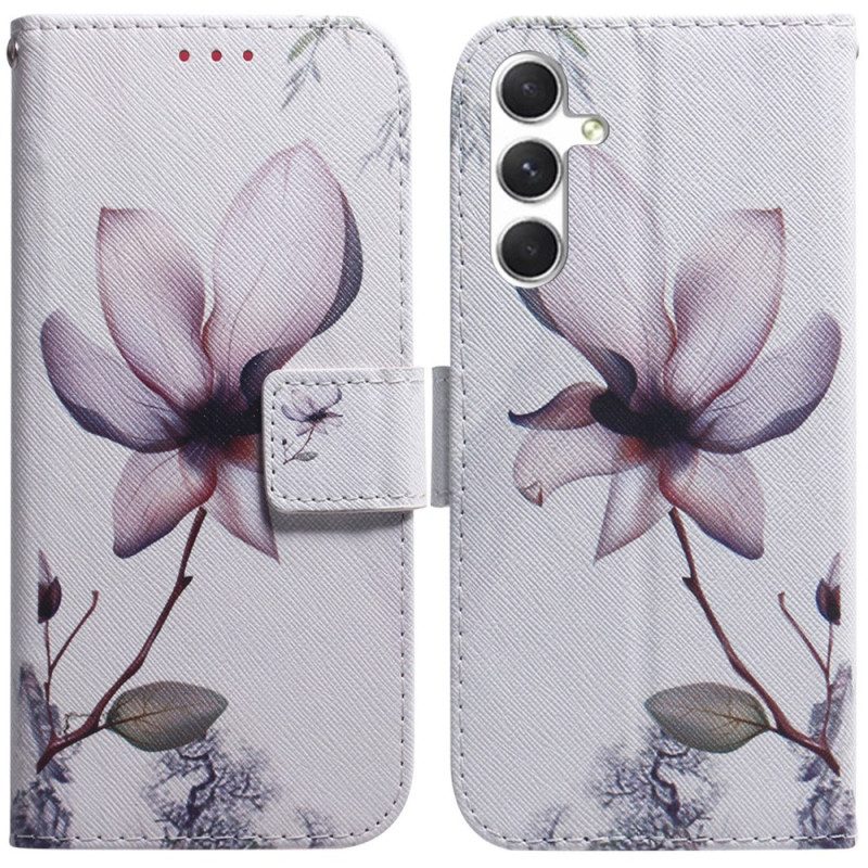 Lederhüllen Samsung Galaxy S24 5g Rosa Blume