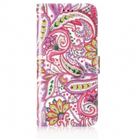 Lederhüllen Samsung Galaxy S24 5g Rosa Blumenmuster Mit Riemen