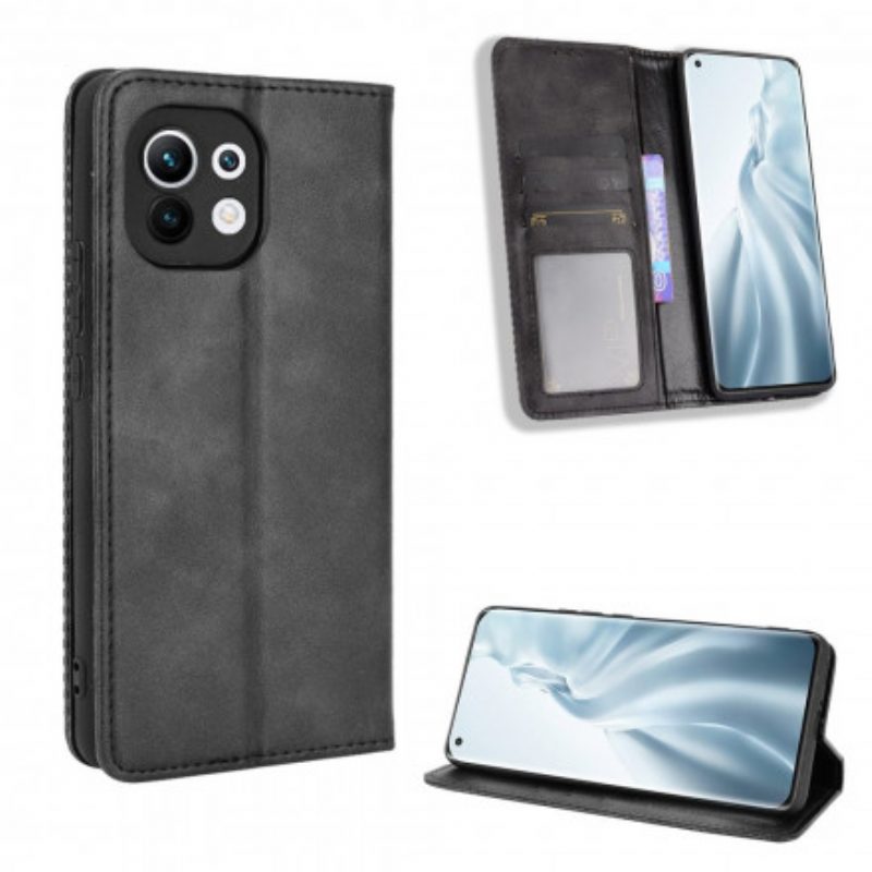 Schutzhülle Für Xiaomi Mi 11 (5G) Flip Case Stilisierter Vintage-ledereffekt