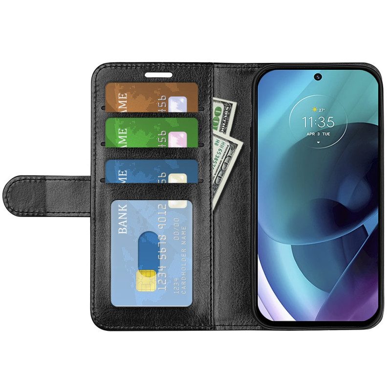 Flip Case Für Moto G51 5G Designer-ledereffekt