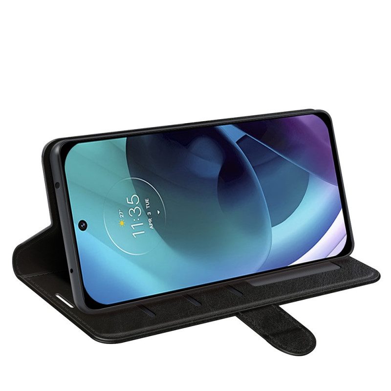 Flip Case Für Moto G51 5G Designer-ledereffekt