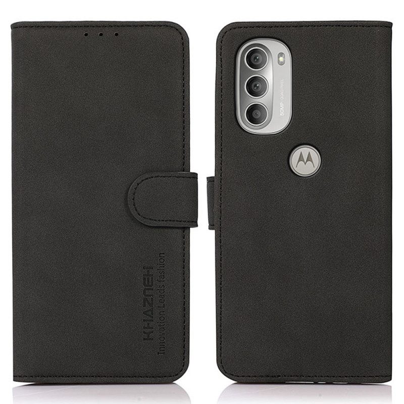 Flip Case Für Moto G51 5G Khazneh Modischer Ledereffekt