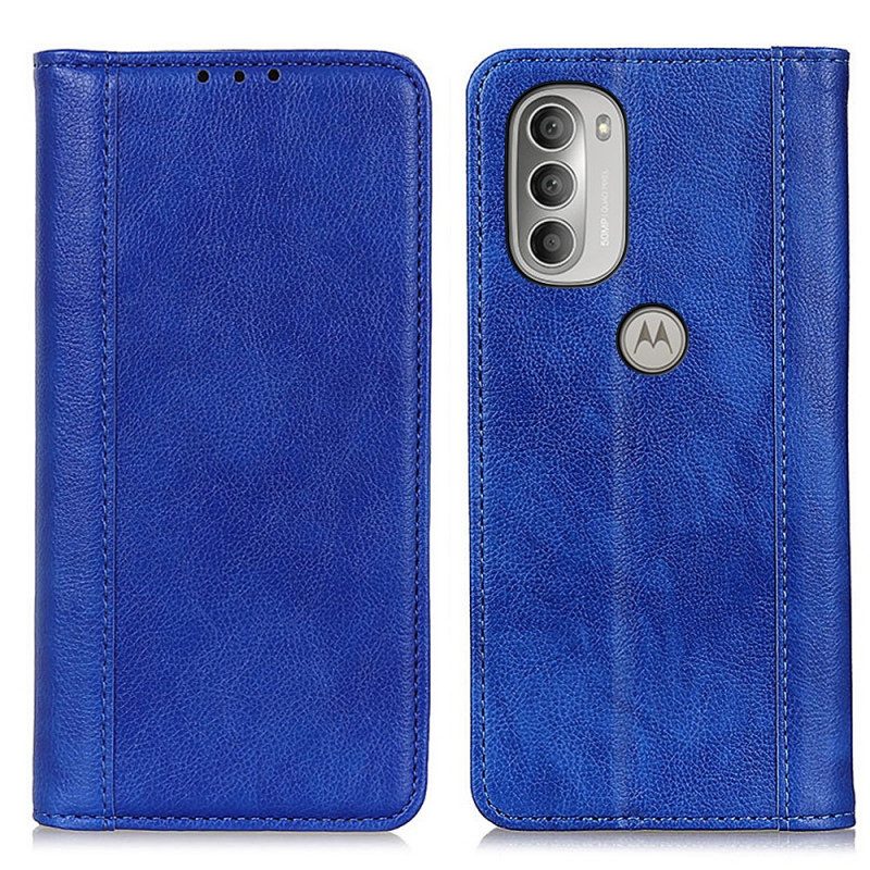 Schutzhülle Für Moto G51 5G Flip Case Eleganz Aus Gespaltenem Litschi-leder