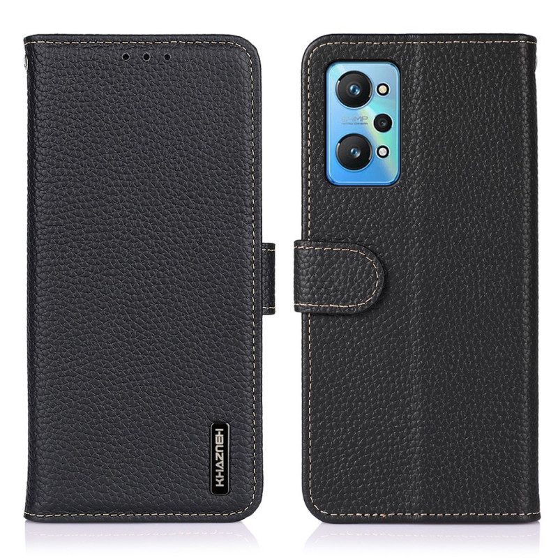 Flip Case Für Realme GT Neo 3T / Neo 2 Khazneh Litschi-leder