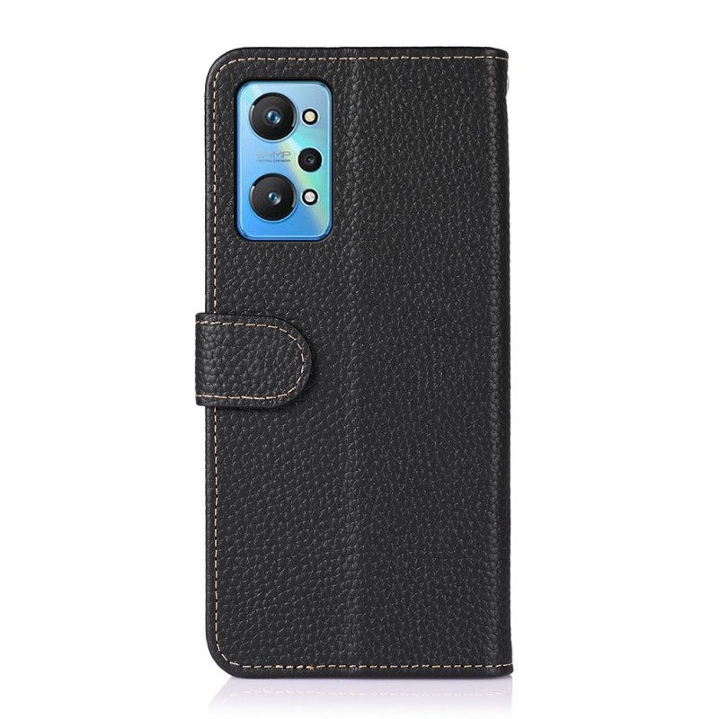 Flip Case Für Realme GT Neo 3T / Neo 2 Khazneh Litschi-leder