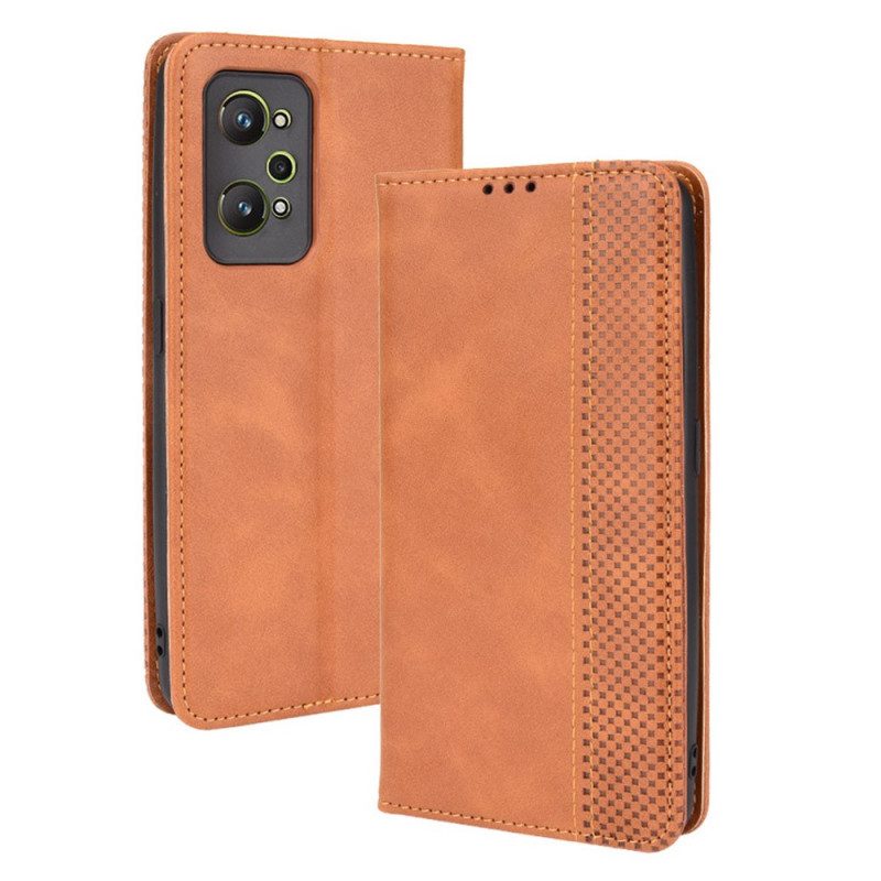 Schutzhülle Für Realme GT Neo 3T / Neo 2 Flip Case Stilisierter Vintage-ledereffekt