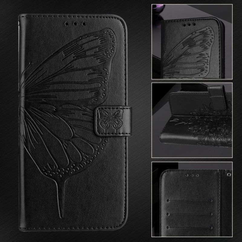 Lederhüllen Samsung Galaxy Z Fold 6 Blumenschmetterling Mit Riemen