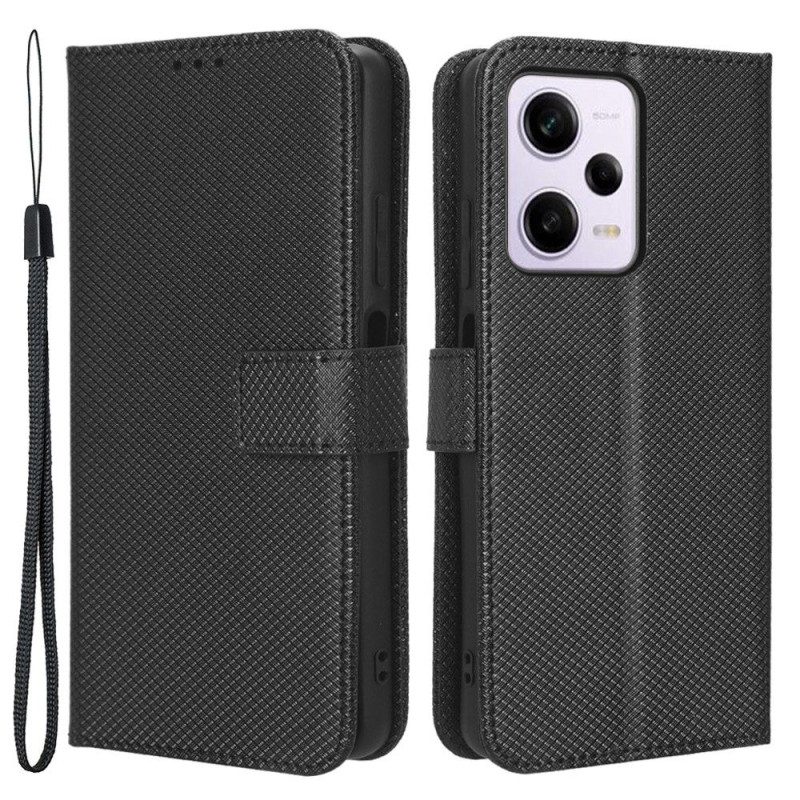 Flip Case Für Xiaomi Redmi Note 12 Pro Mit Kordel Stylisches Riemchen-kunstleder