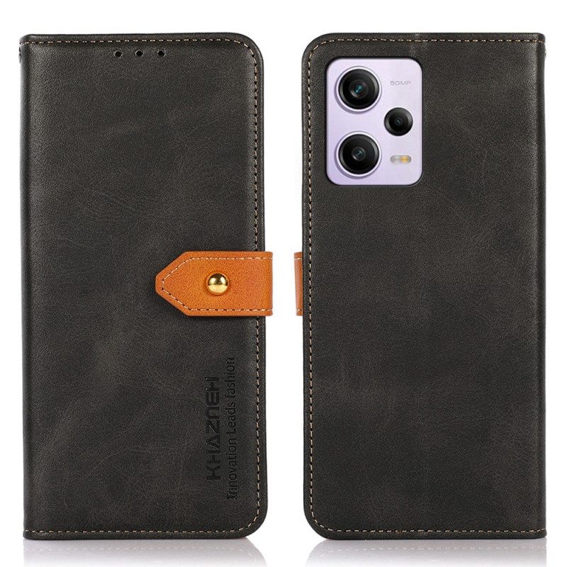 Flip Case Für Xiaomi Redmi Note 12 Pro Zweifarbiger Goldener Verschluss Khazneh