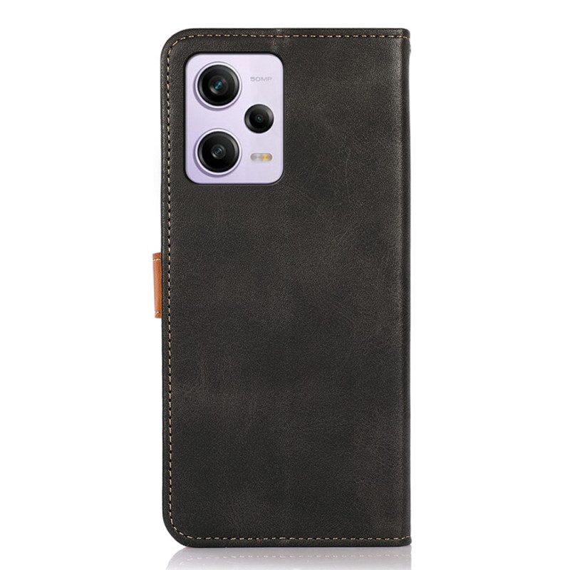 Flip Case Für Xiaomi Redmi Note 12 Pro Zweifarbiger Goldener Verschluss Khazneh