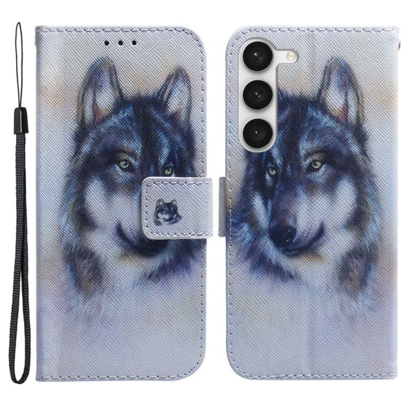 Flip Case Für Samsung Galaxy S23 5G Aquarell-wolf