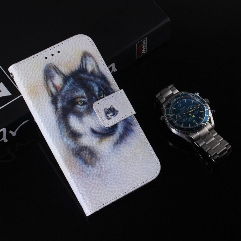 Flip Case Für Samsung Galaxy S23 5G Aquarell-wolf