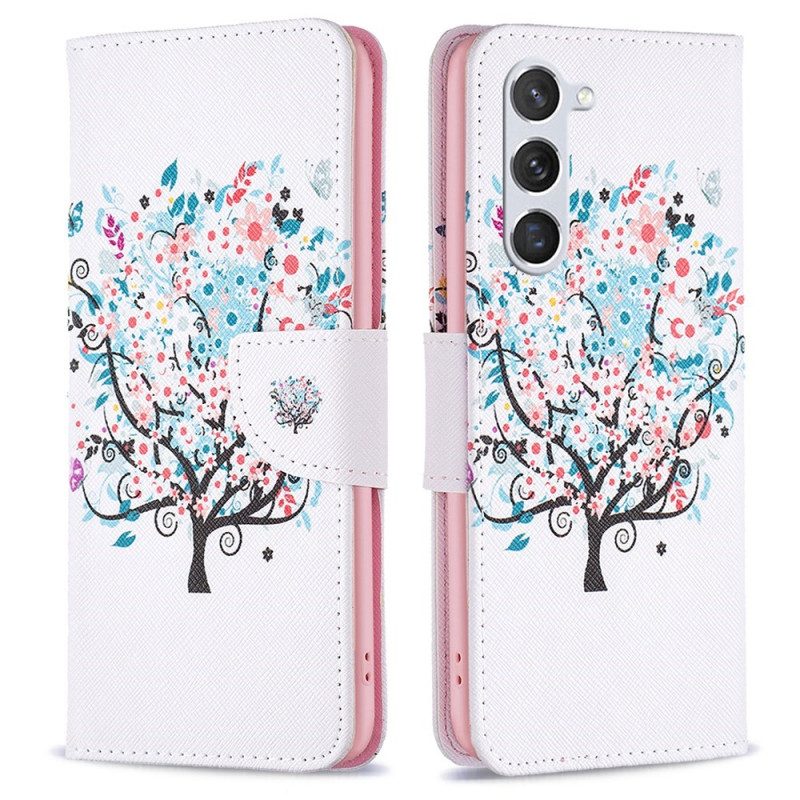 Flip Case Für Samsung Galaxy S23 5G Geblümter Baum