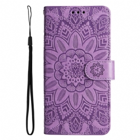 Flip Case Für Samsung Galaxy S23 5G Mandala-sonne Mit Schlüsselband