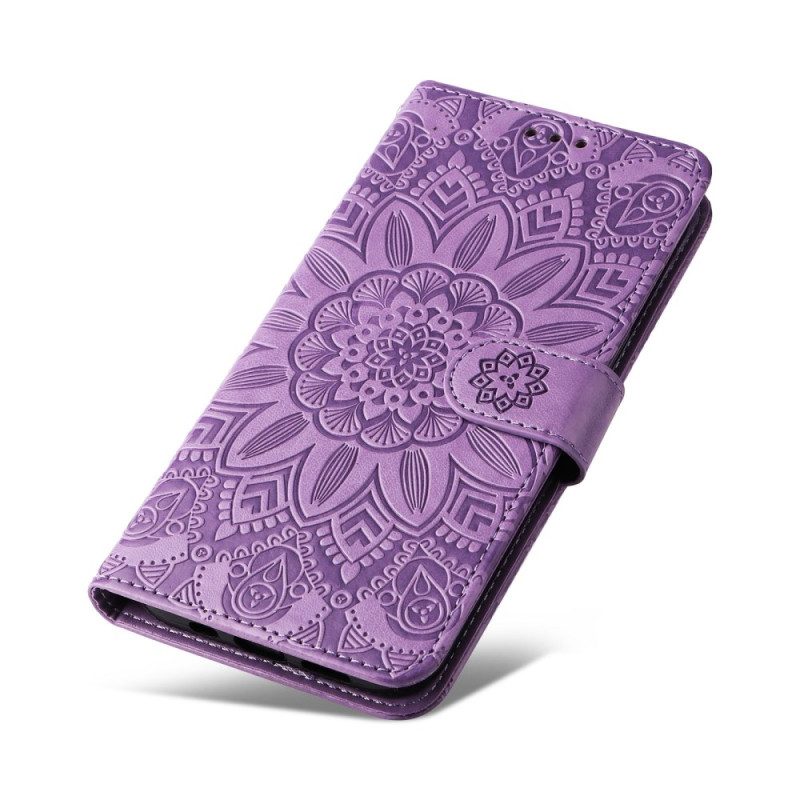 Flip Case Für Samsung Galaxy S23 5G Mandala-sonne Mit Schlüsselband