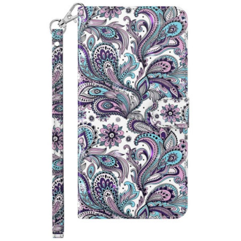 Flip Case Für Samsung Galaxy S23 5G Mit Kordel Riemchen-paisley-muster