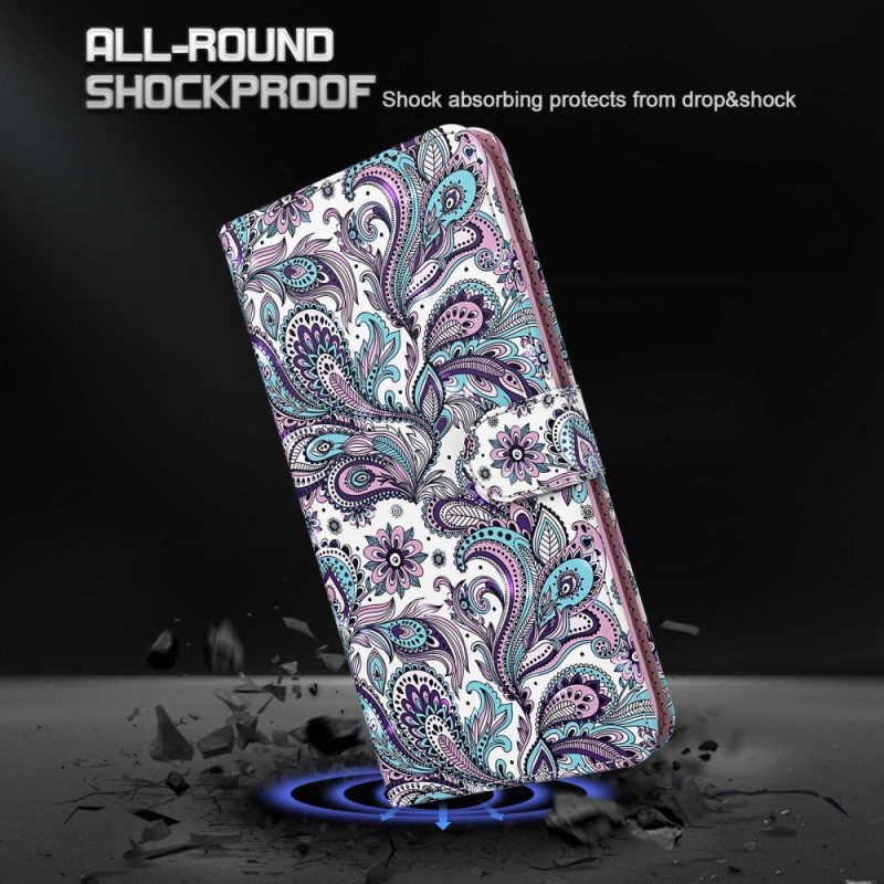 Flip Case Für Samsung Galaxy S23 5G Mit Kordel Riemchen-paisley-muster