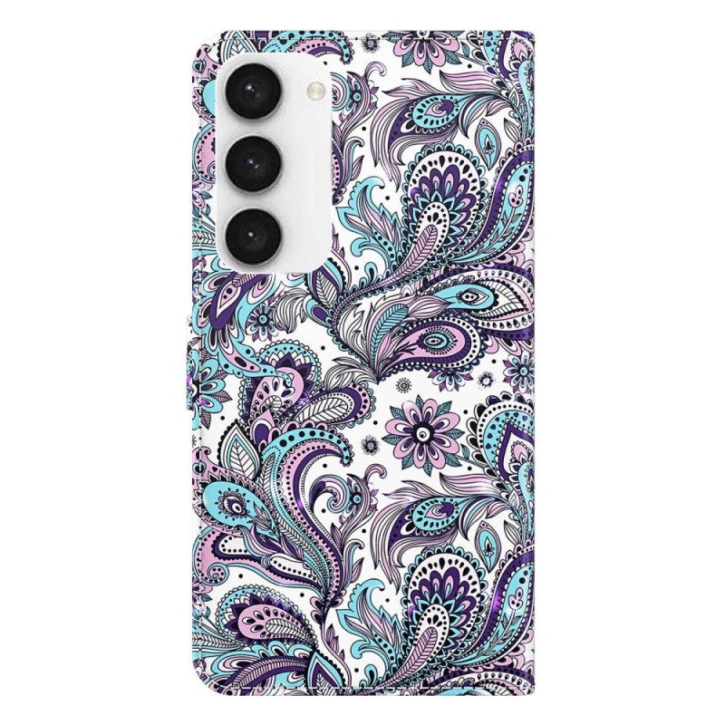 Flip Case Für Samsung Galaxy S23 5G Mit Kordel Riemchen-paisley-muster