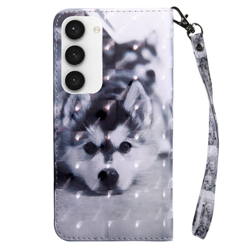 Flip Case Für Samsung Galaxy S23 5G Mit Kordel Thong Husky