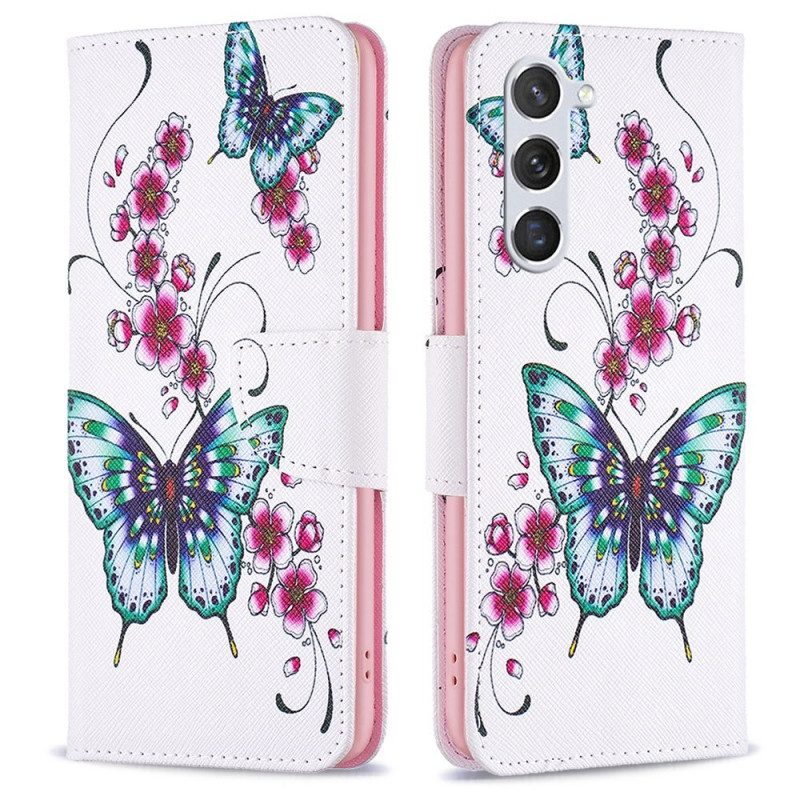 Flip Case Für Samsung Galaxy S23 5G Schmetterlinge Ablehnen