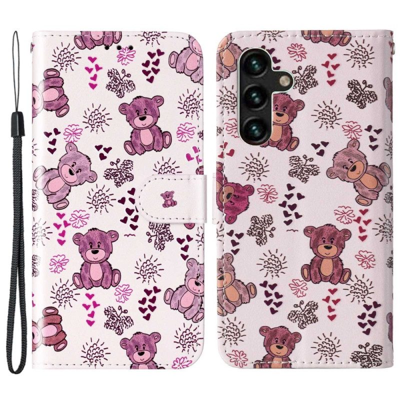 Lederhüllen Für Samsung Galaxy S23 5G Mit Kordel Teddybären