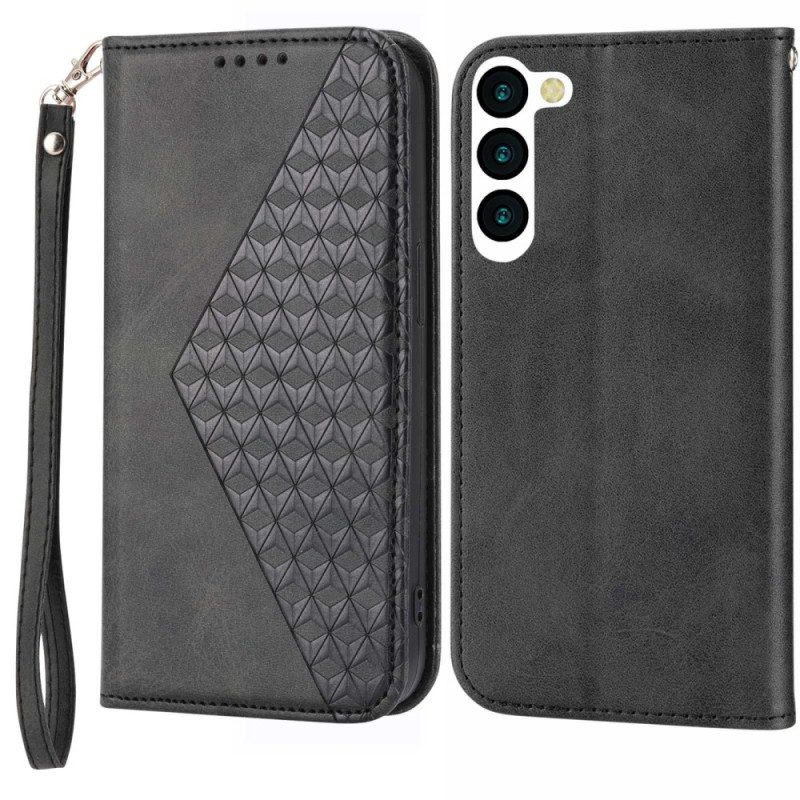 Schutzhülle Für Samsung Galaxy S23 5G Mit Kordel Flip Case Riemchen Mit 3d-muster