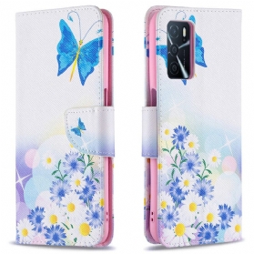 Flip Case Für Oppo A16 / A16s Bemalte Schmetterlinge Und Blumen