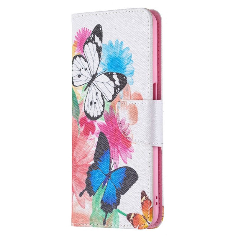 Flip Case Für Oppo A16 / A16s Bemalte Schmetterlinge Und Blumen