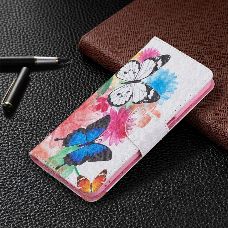 Flip Case Für Oppo A16 / A16s Bemalte Schmetterlinge Und Blumen