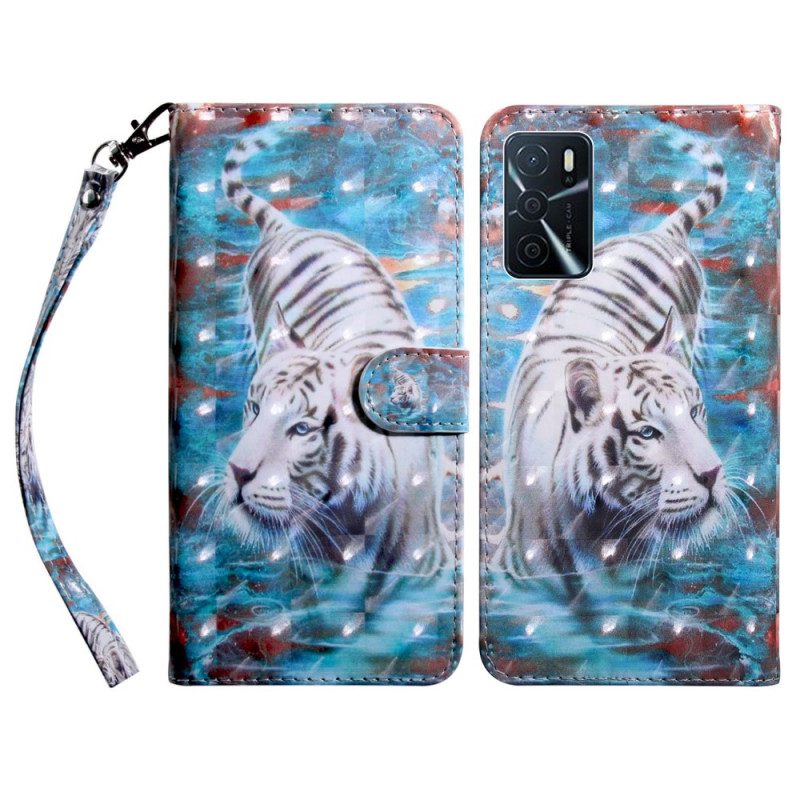 Flip Case Für Oppo A16 / A16s Tiger Im Wasser