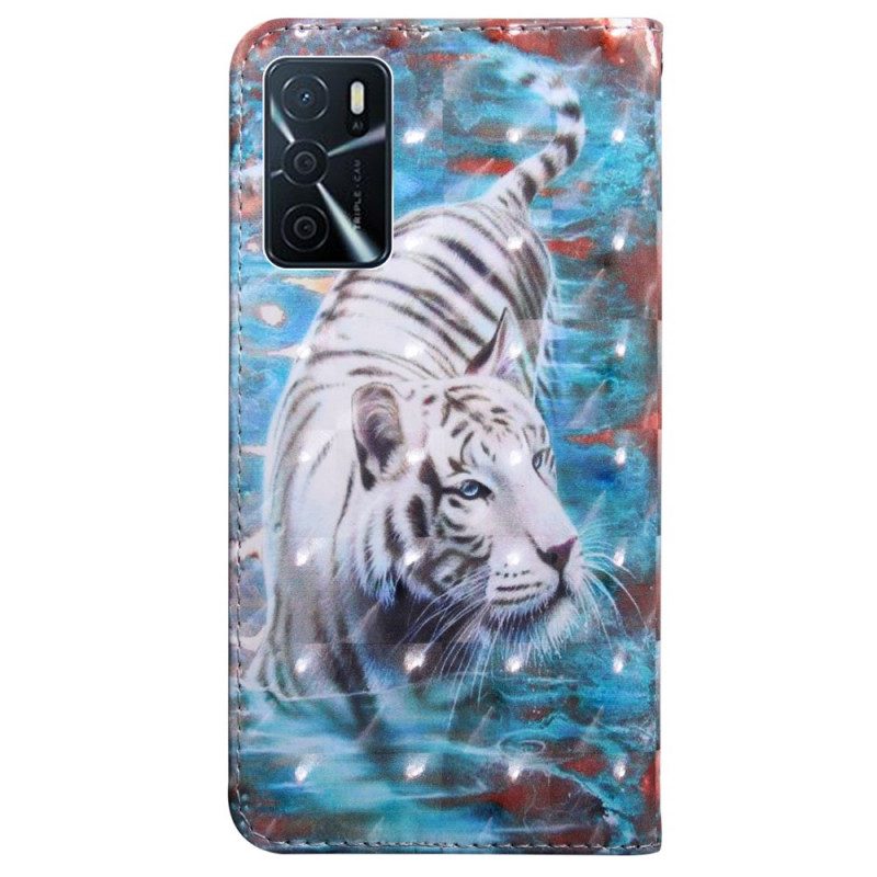 Flip Case Für Oppo A16 / A16s Tiger Im Wasser