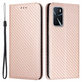 Schutzhülle Für Oppo A16 / A16s Mit Kordel Flip Case Kohlefaserarmband