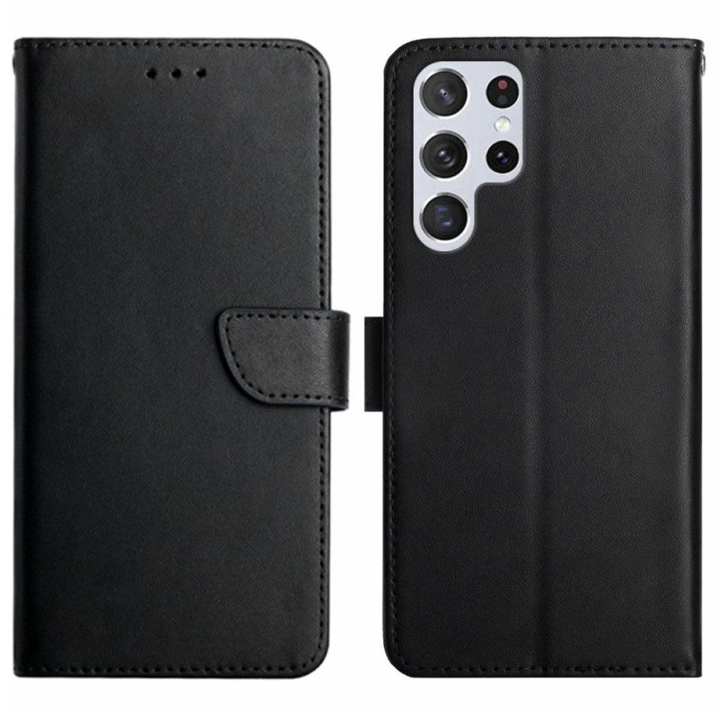 Flip Case Für Samsung Galaxy S23 Ultra 5G Echtes Nappaleder