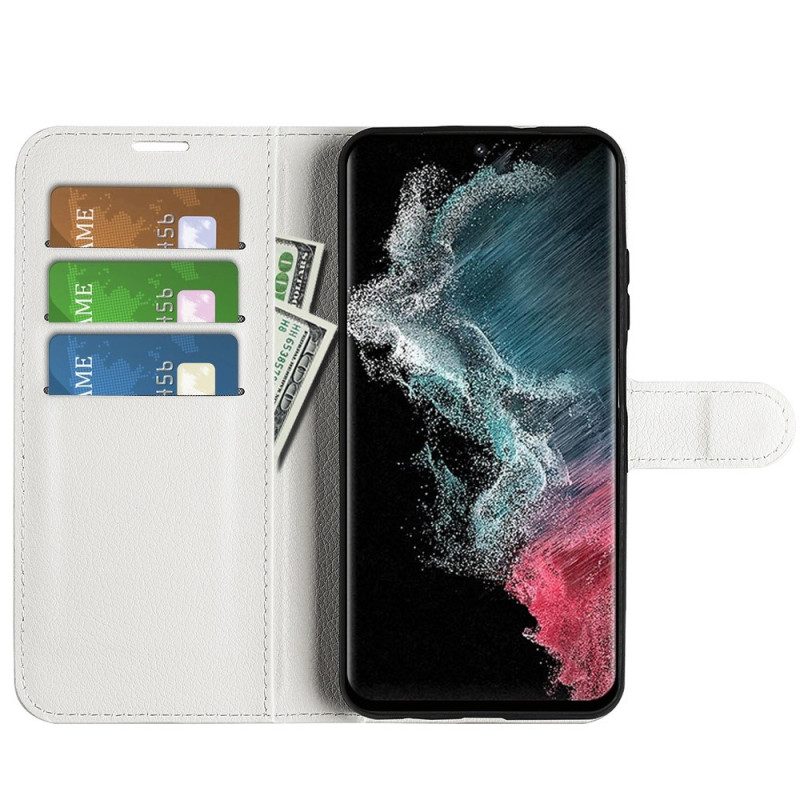 Flip Case Für Samsung Galaxy S23 Ultra 5G Klassischer Litschi-ledereffekt