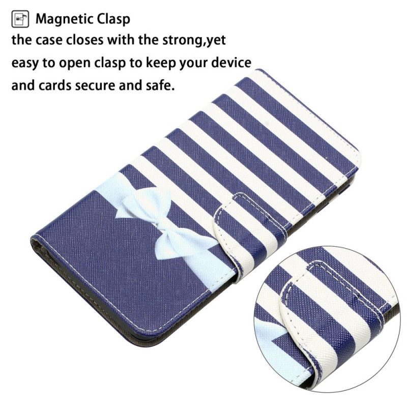 Flip Case Für Samsung Galaxy S23 Ultra 5G Mit Kordel Marineblaues Armband