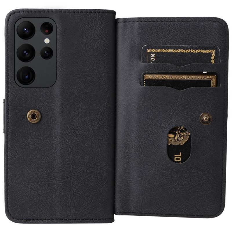 Flip Case Für Samsung Galaxy S23 Ultra 5G Multifunktionaler Kartenhalter Für 10 Karten