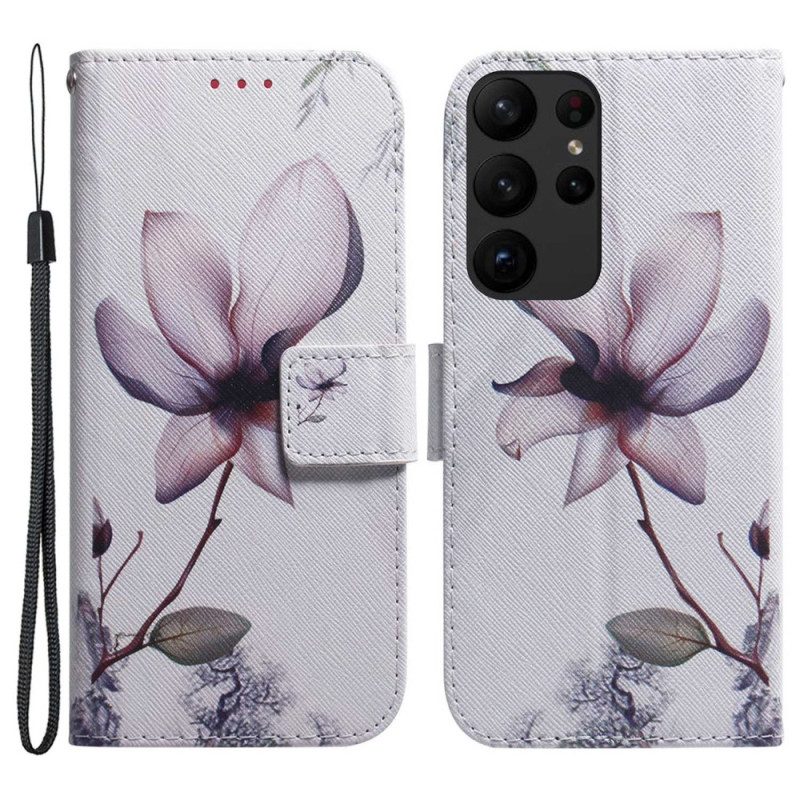 Flip Case Für Samsung Galaxy S23 Ultra 5G Pinke Blume