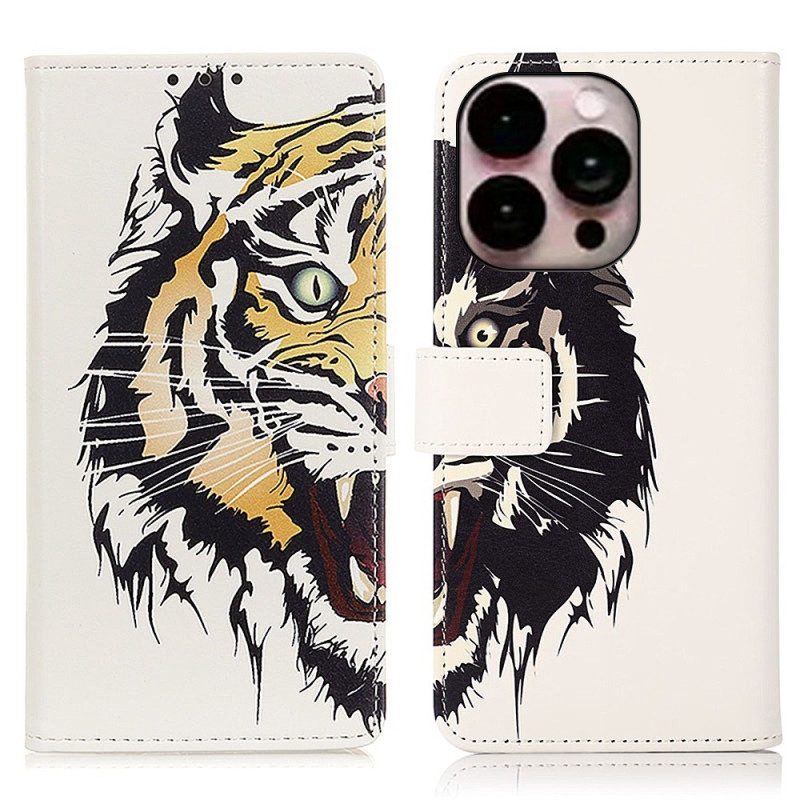 Flip Case Für iPhone 14 Pro Max Wilder Tiger