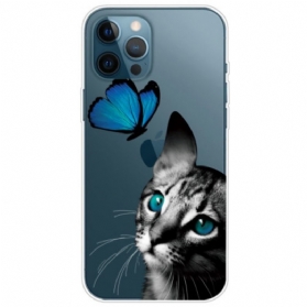 Handyhülle Für iPhone 14 Pro Max Katze Und Schmetterling