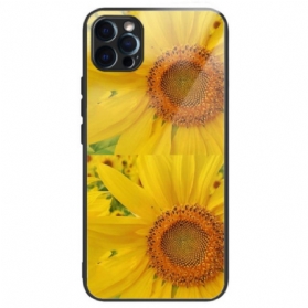 Handyhülle Für iPhone 14 Pro Max Sonnenblumen Aus Gehärtetem Glas