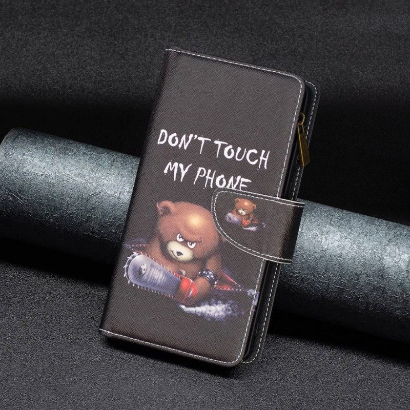 Lederhüllen Für iPhone 14 Pro Max Reißverschlusstasche Dangerous Bear