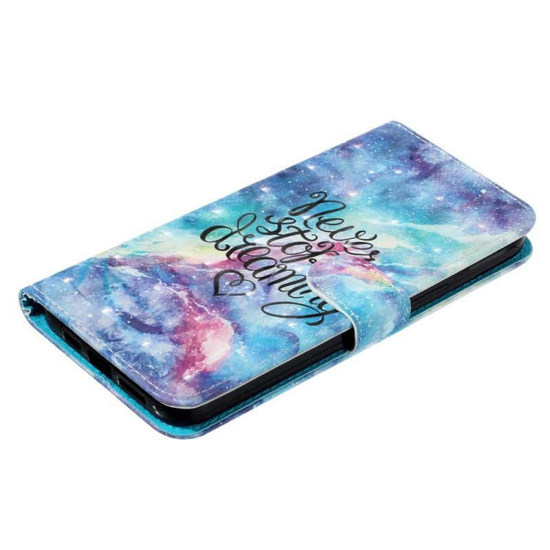 Flip Case Für iPhone 15 Pro Mit Kordel Never Stop Dreaming 3d-armband