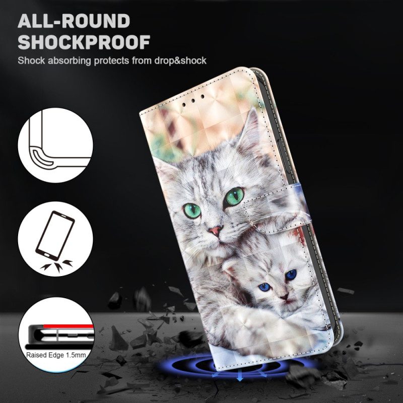 Flip Case Für iPhone 15 Pro Mit Kordel Zarte Tanga-katzen